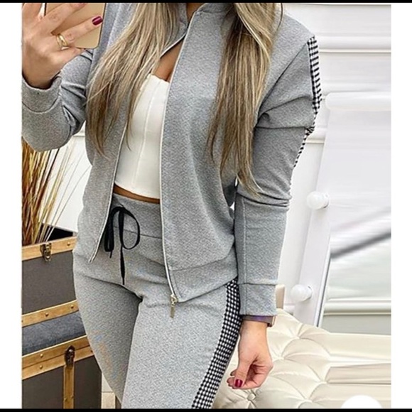 Contrast Plaid Jacket & Drawstring Pants - Picture 4 of 5